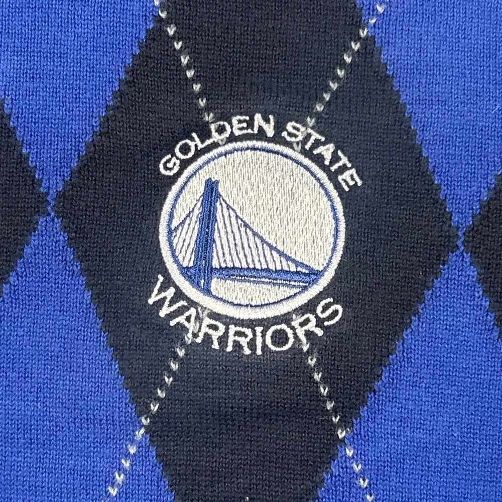 Cutter & Buck Golden State Warriors Shirt Mens Long Sleeve NBA Argyle Blue XXL
